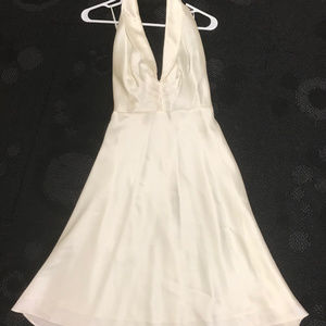 ABS Evening - Backless Plunge Halter Dress